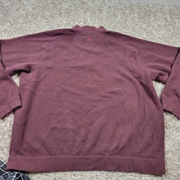 Tommy Bahama Sweater Mens 2XL Burgundy 1/4 Zip Preppy Long Sleeve Marks* - Picture 6 of 8
